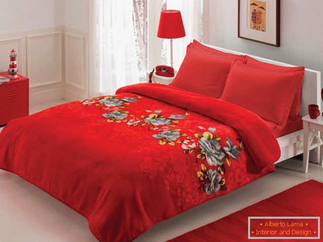 Dormitor romantic în culori roșii
