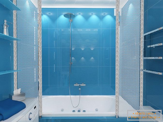 Design de baie luxos în tonuri albastre