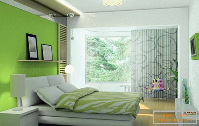 Dormitor decor cu culoare verde deschis