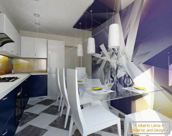 Abstracte hârtie de perete pentru o bucătărie într-un apartament