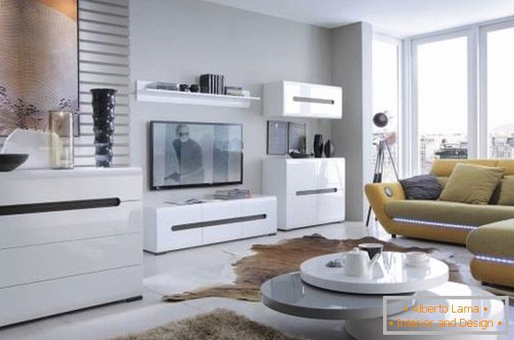 Mobilier alb din dormitor modular în stil modern