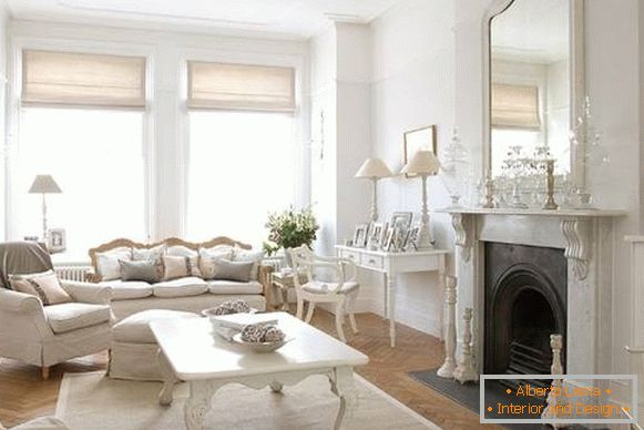 Franceză mobilier de cameră de zi alb clasic
