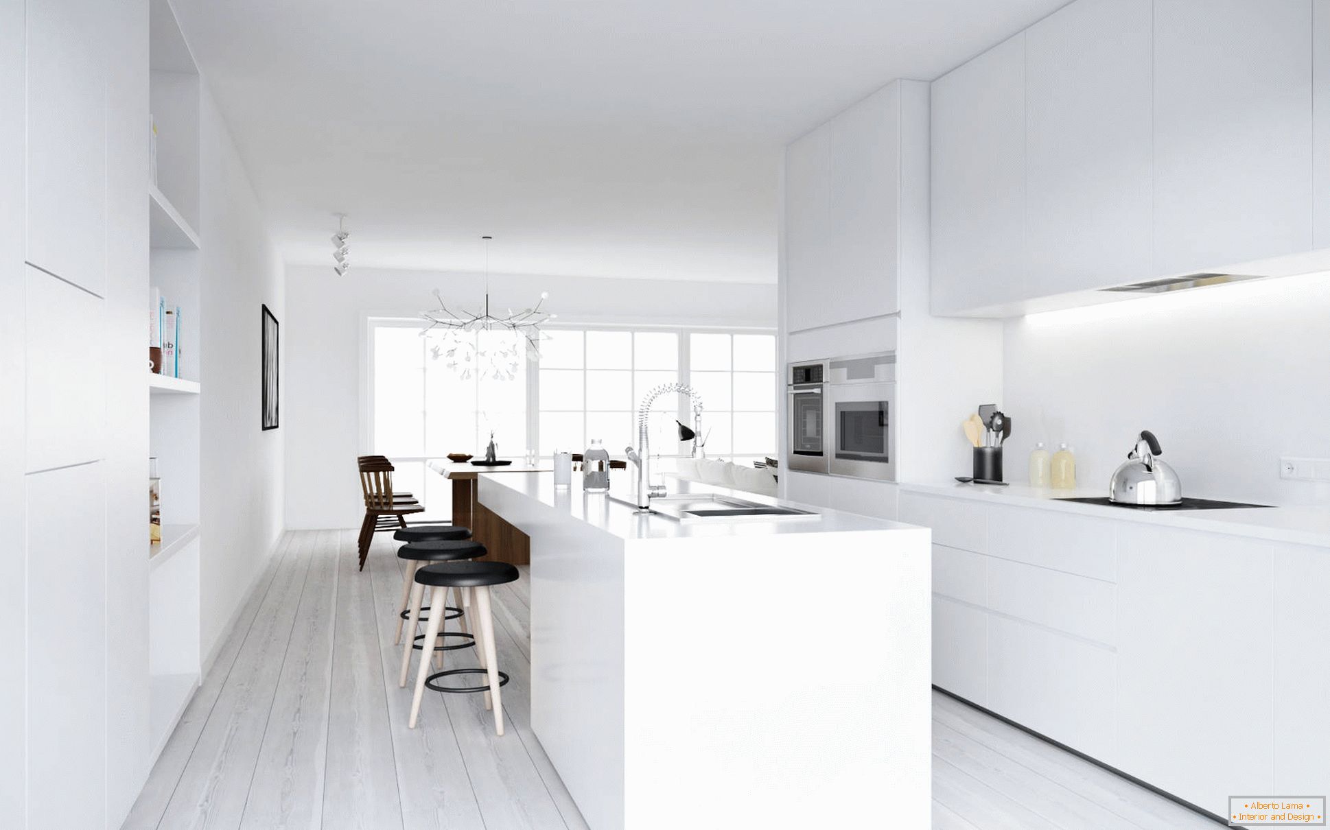 Podele alb în bucătărie