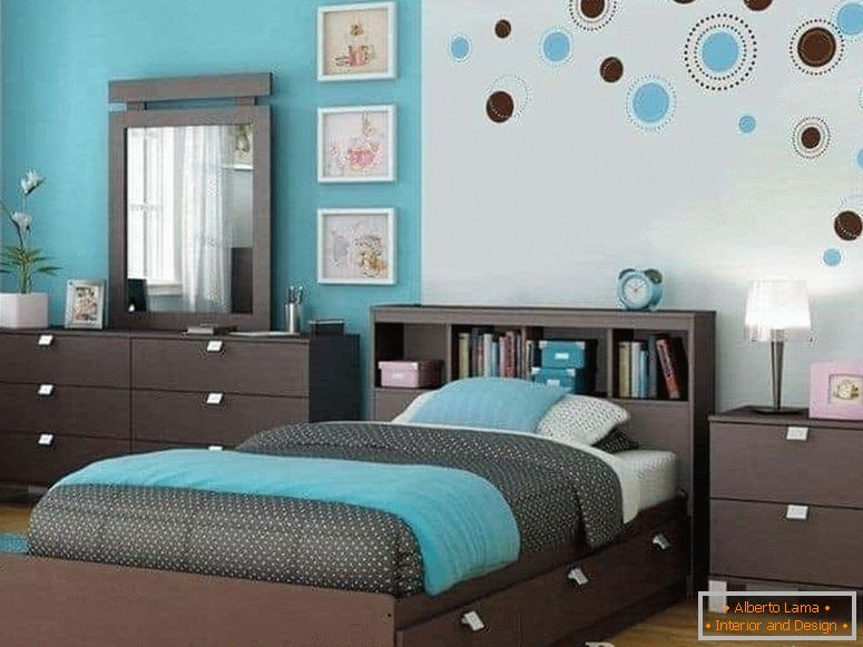 Dormitor decor în culori turcoaz
