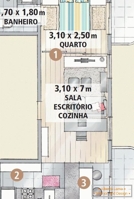 Plan de apartament în stil mini-loft