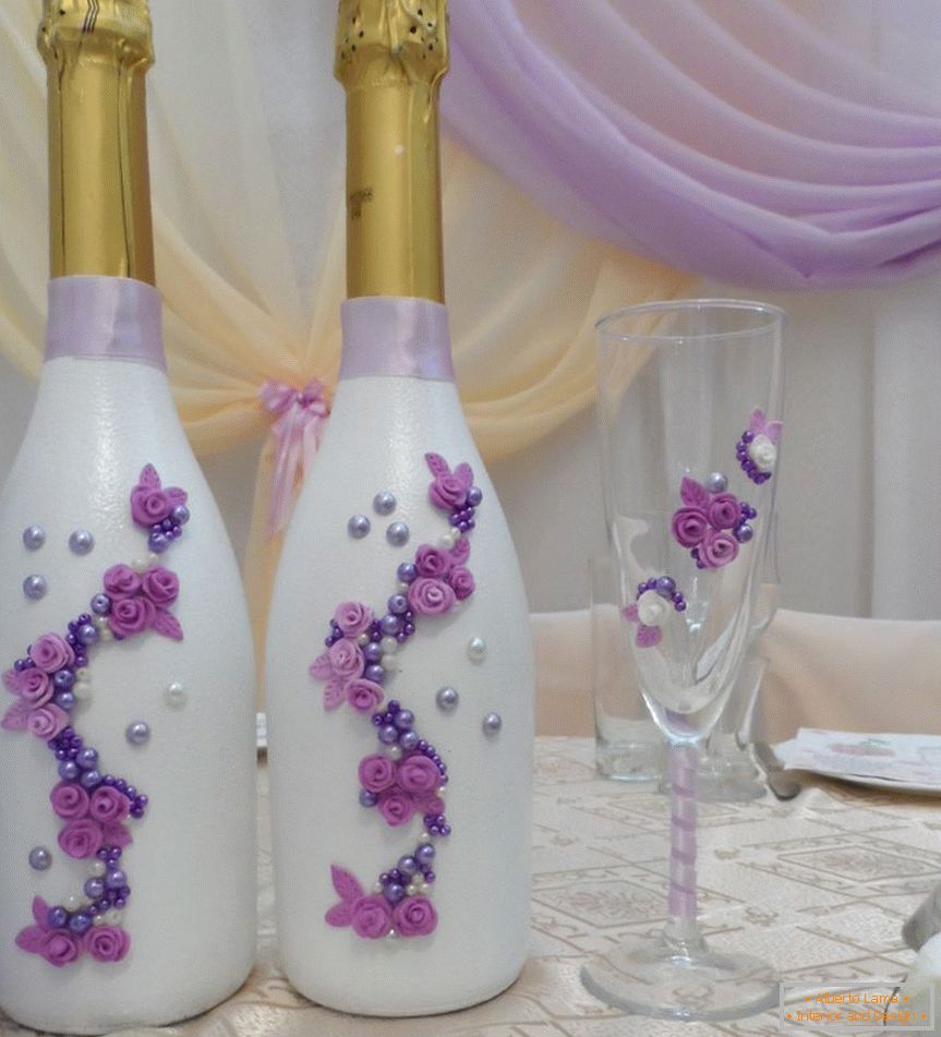Flori din argilă polimerică на свадебных бутылках