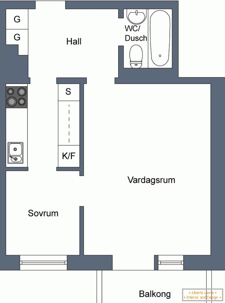 Apartament cu un dormitor cu balcon