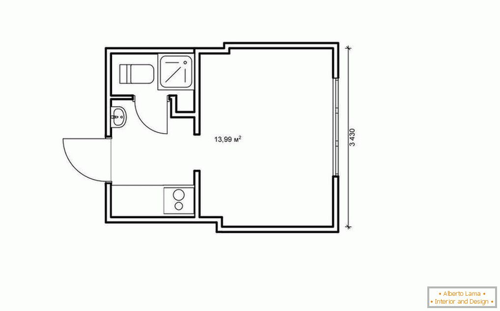 Planificați un apartament studio de la 14 până la 25 de metri pătrați. m.
