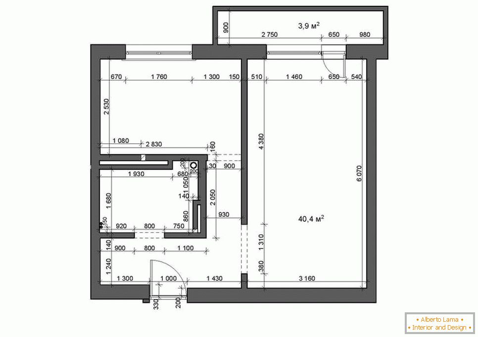 Planul apartamentului studio este de la 35 la 42 de metri pătrați. m.