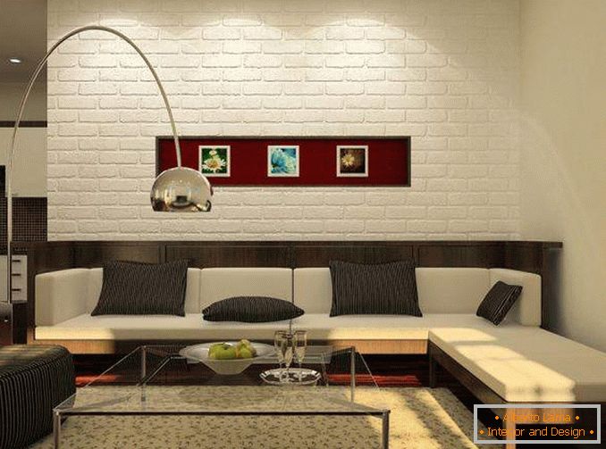 Design interior de un apartament cu o camera in Hrushchevka, în stilul minimalismului