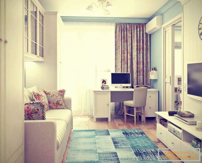 Design frumos al sala în apartament cu 1 cameră Hrușciov