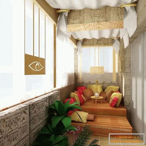 Designul de balcon în apartament - o fotografie în stil oriental