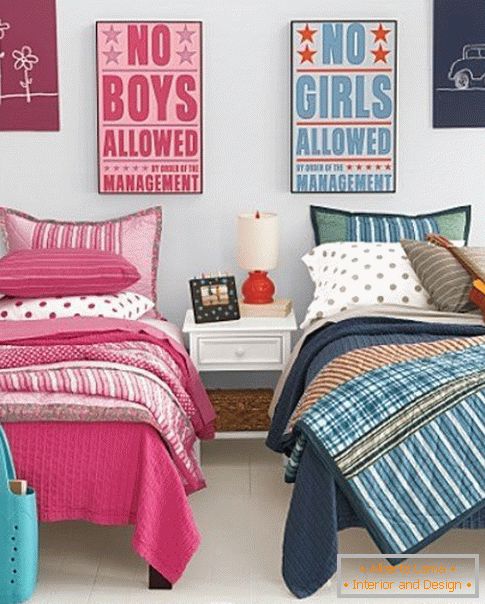 Dormitor decor pentru copii de sexe diferite