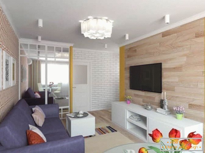 Sala într-un apartament cu două camere