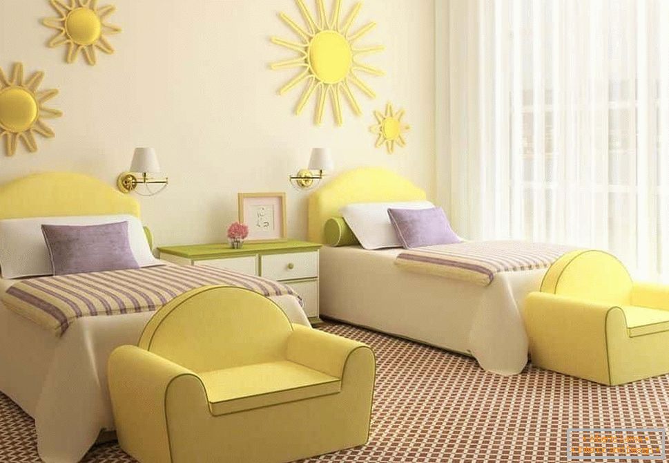 Stilul strălucitor al copiilor în proiectarea camerei pentru două fete