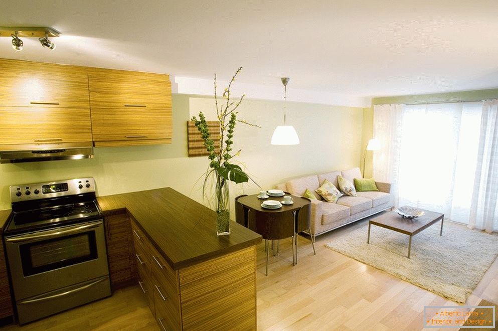 Bucătărie-design de cameră 19 кв м