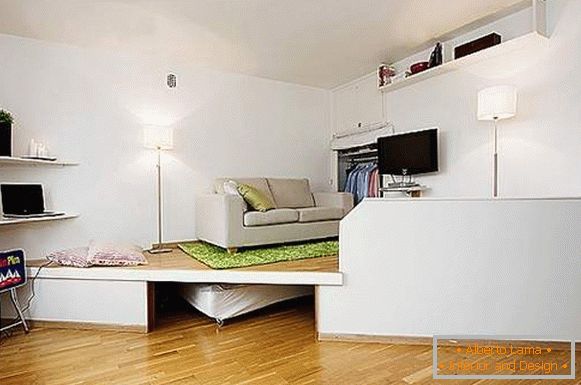 design interior al unui mic apartament cu o camera, fotografie 26