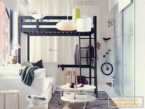 design interior al unui mic apartament cu o camera, fotografie 34