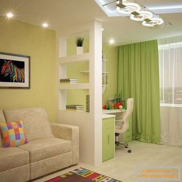Designul interior al apartamentului este de 40 mp in culori luminoase