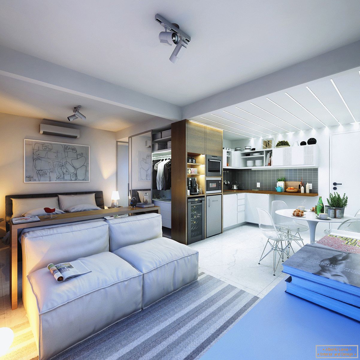 Designul unui apartament mic în culori luminoase