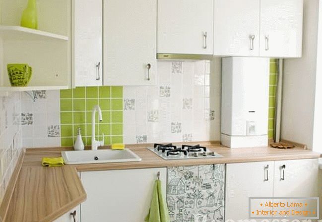 Alb și verde în decorarea bucătăriei