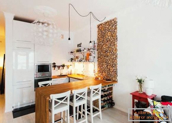 design de cameră de zi combinată cu bucătărie în Hrușciov, foto 3