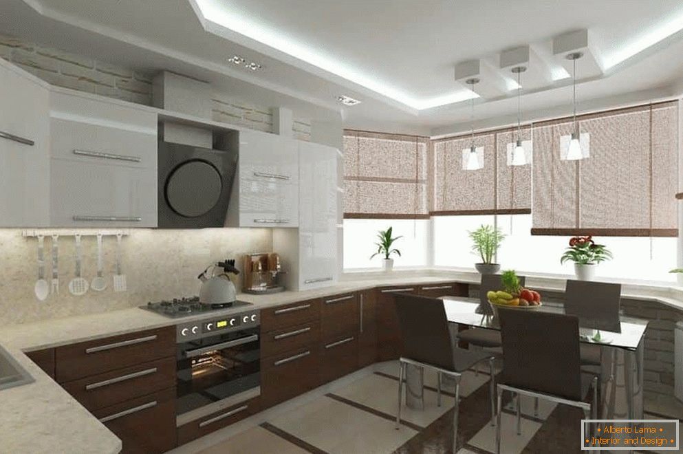 Proiectarea designului bucătăriei cu fereastra de bay într-un bloc de locuințe