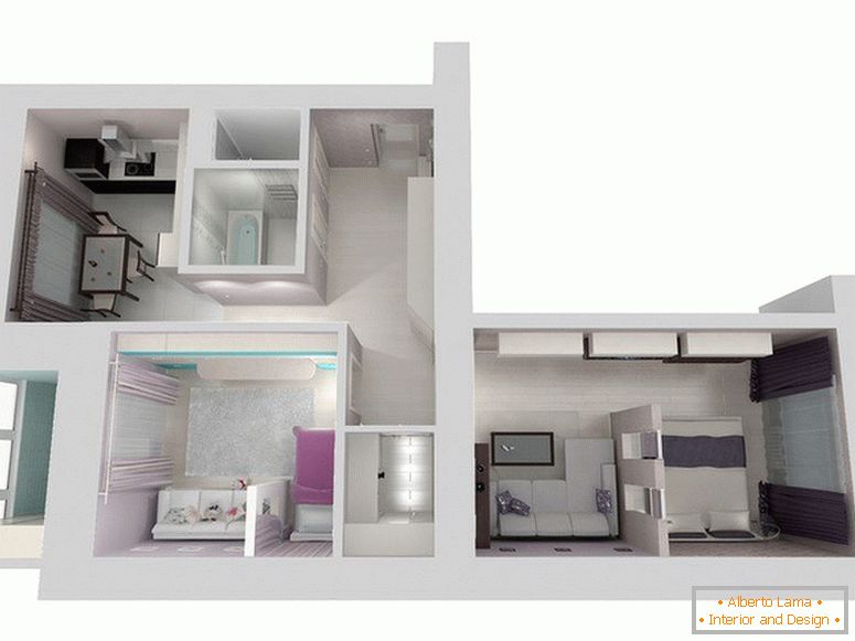Proiect de design al unui apartament mic