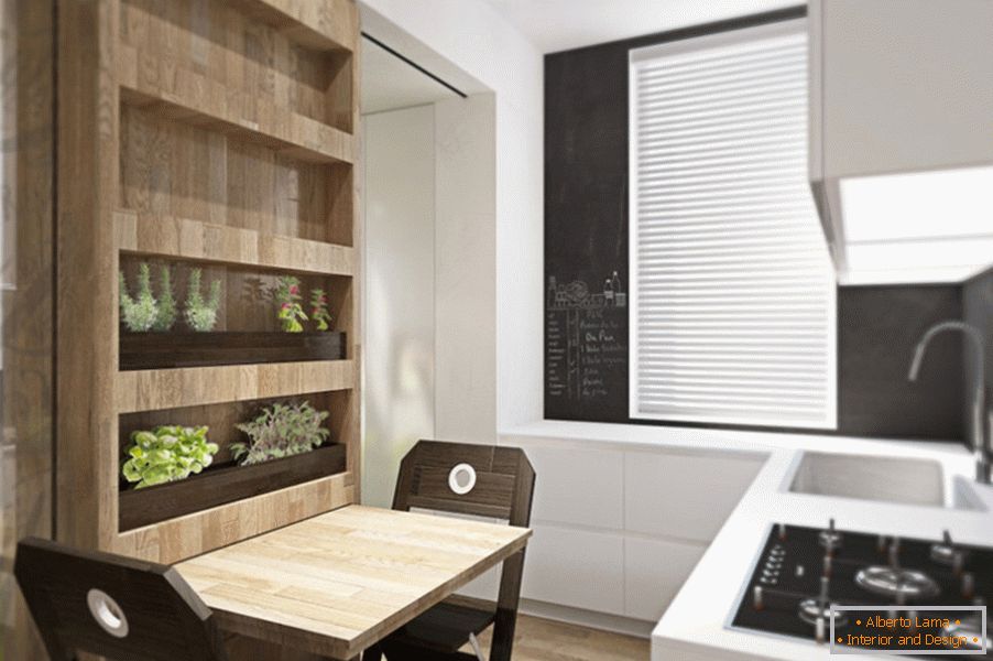 Transformator de design apartament: un suport cu plante în bucătărie