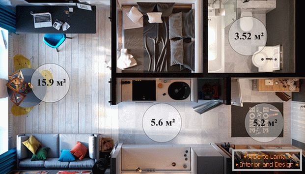 proiectarea unui mic apartament studio 30 кв м 