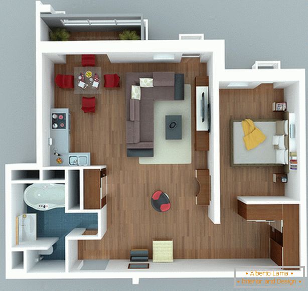 proiecte de design de mici apartamente studio