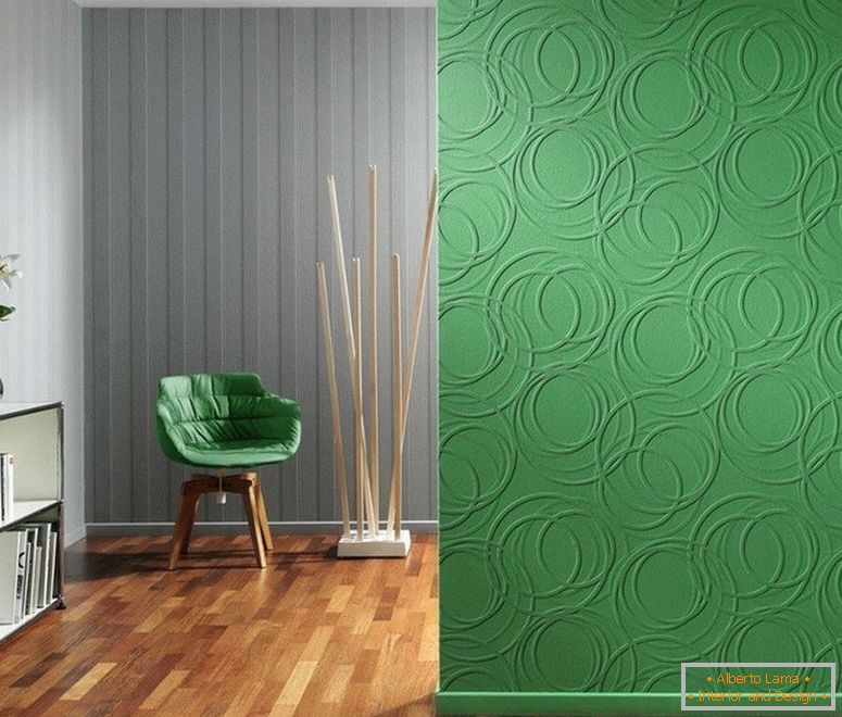 Combinația de gri și verde pe perete