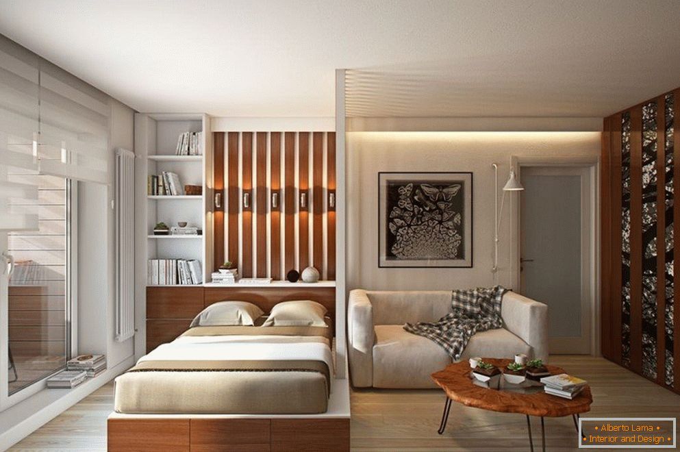 Extinderea vizuală a spațiului unui apartament cu o cameră de 36 mp