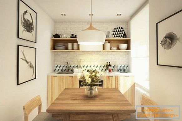 Bucătărie mică în designul unui apartament de 40 mp