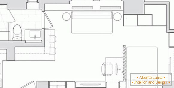 Proiect de apartament de 40 mp - sistem de camere