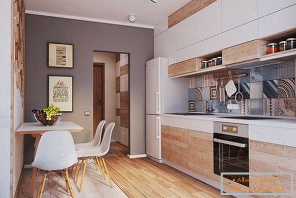 Bucătărie confortabilă în apartamentul studio de design 40 mp
