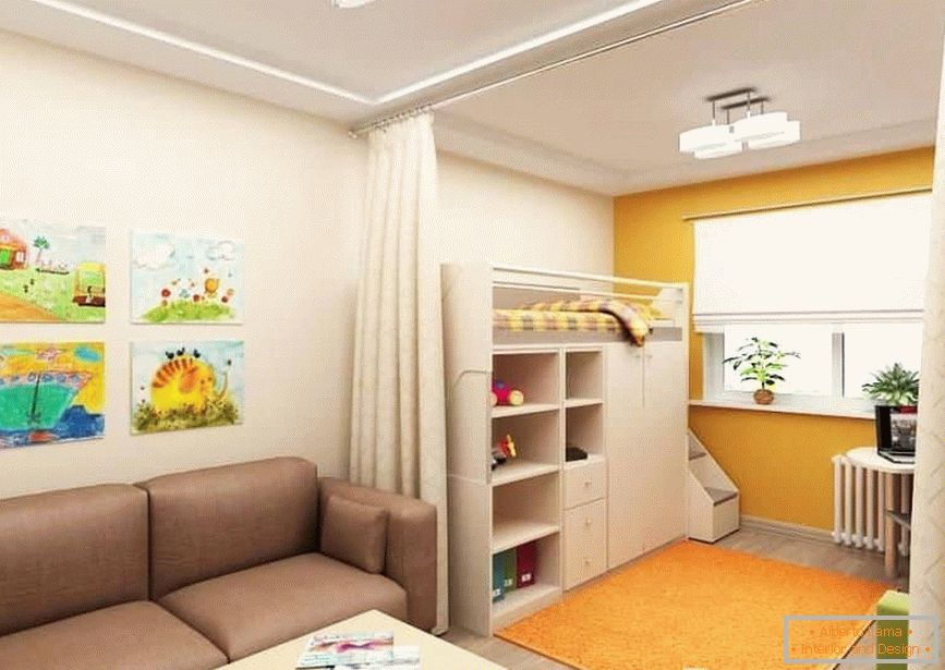 Zona pentru copii în apartament cu o cameră