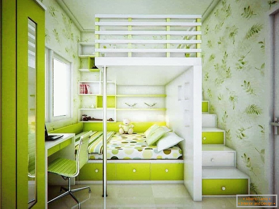 Loc de dormit pentru părinții cu un copil într-un apartament cu o cameră