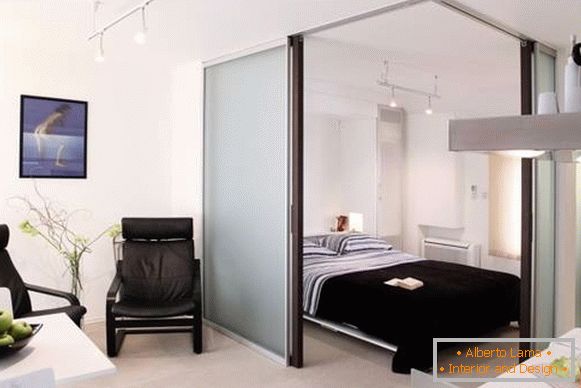 Spațiu în designul modern al unui apartament cu o cameră