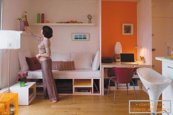 Spațiu în designul modern al unui apartament cu o cameră