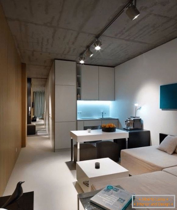 Proiectarea unui apartament cu o cameră în stil modern