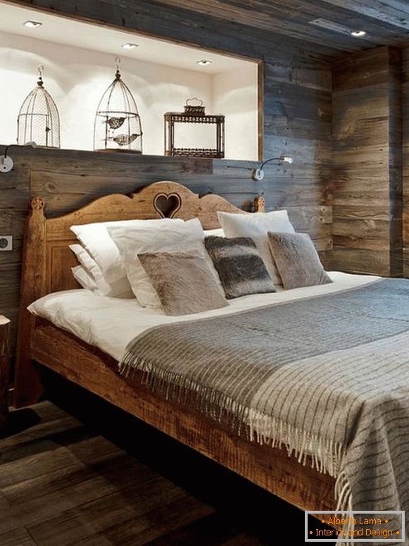 Country dormitor stil cu lemn