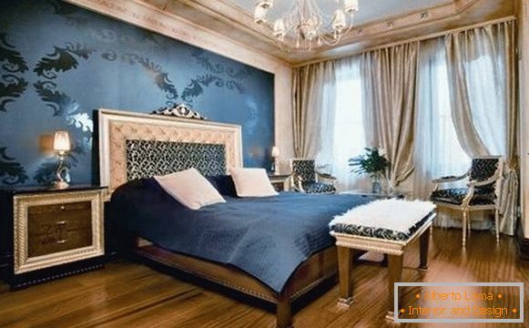 Sapphire albastru în design dormitor