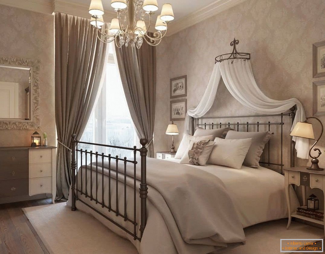 Design romantic în dormitor în stil clasic