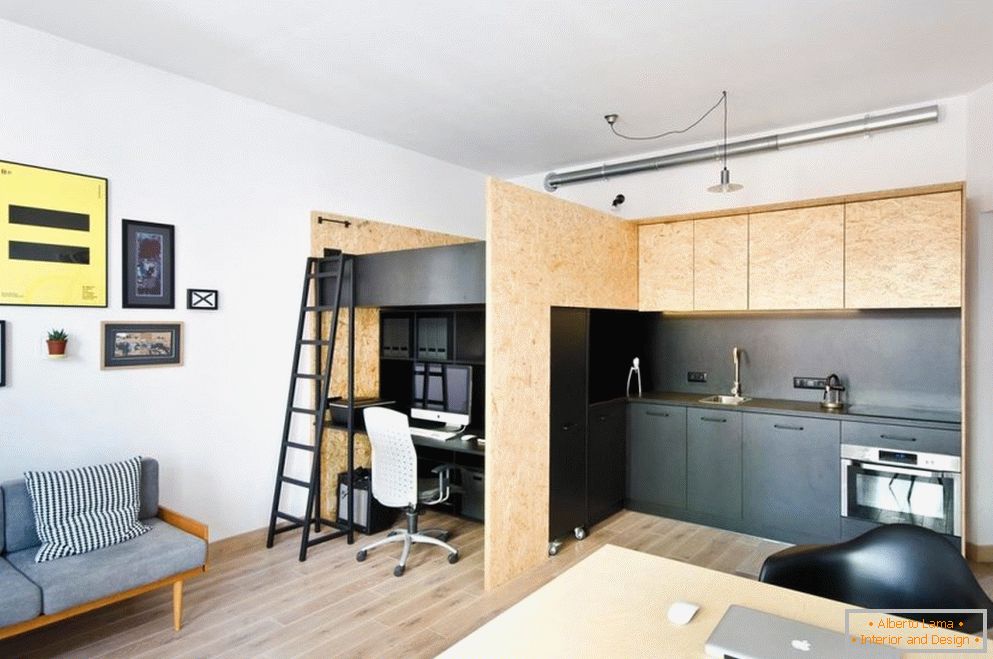 Un loc pentru un adolescent într-un apartament studio