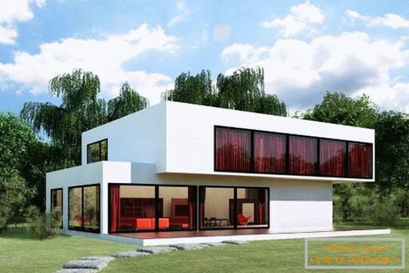 Proiecte de case în stil de înaltă tehnologie - fotografie a fațadei exterioare