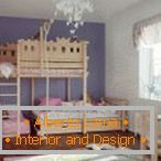Cameră pentru copii cu pat dublu din lemn