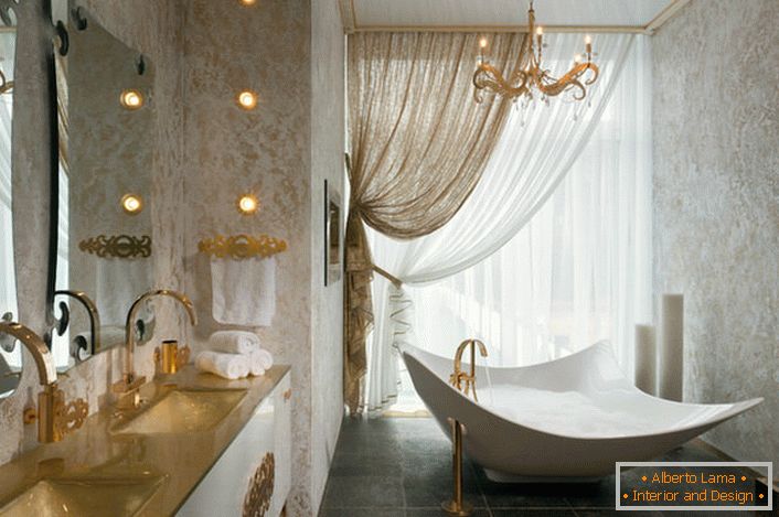 Proiect de design pentru o baie Art Nouveau pentru un apartament cu celebritati din New York City. 