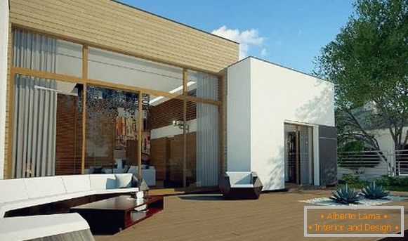 designul fațadei unei case private cu o singură etapă, fotografia 44
