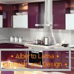 Design elegant, de bucătărie violet pentru un apartament